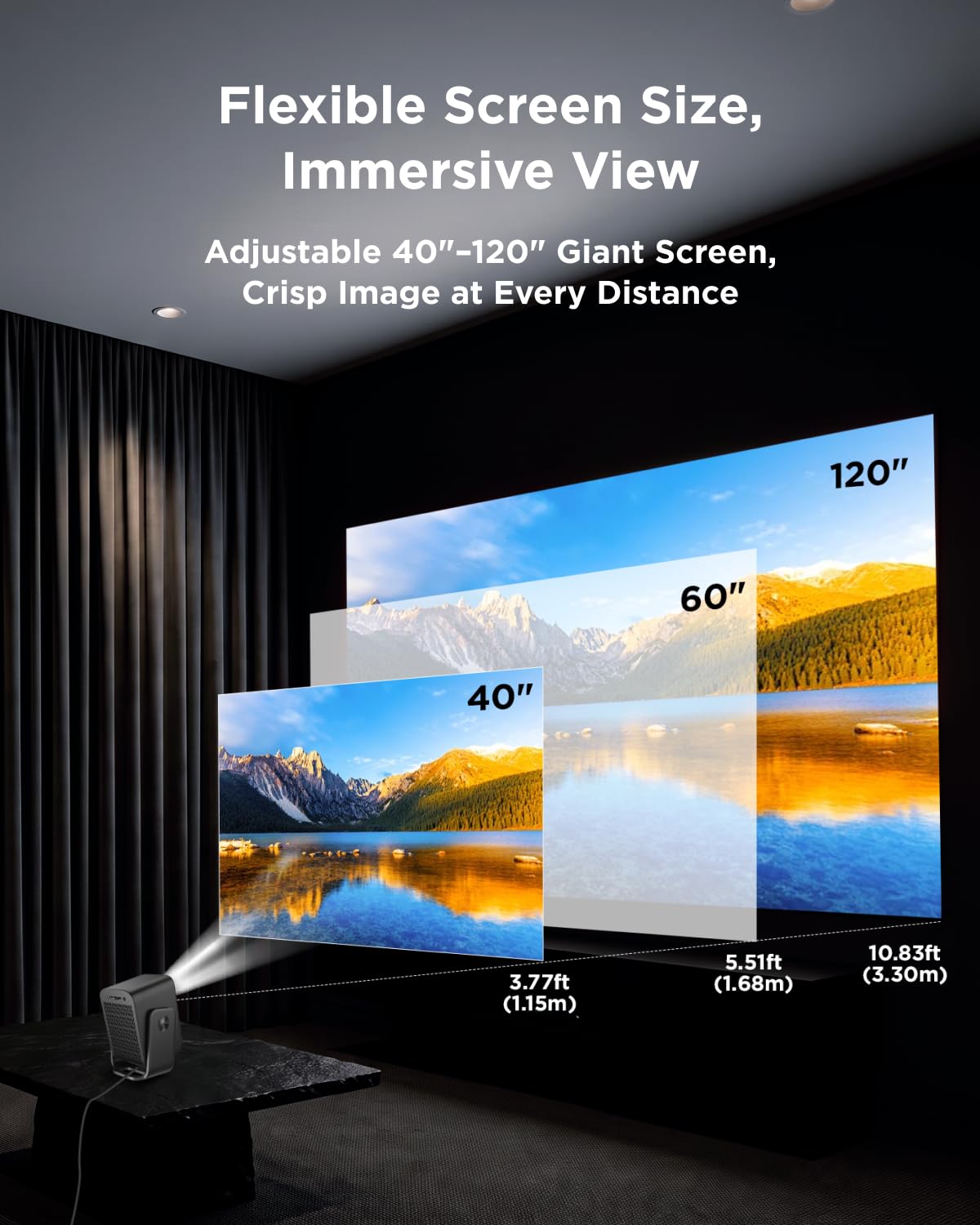 TCL C1 Smart Google TV Projector, WiFi and Bluetooth, 285° Rotating Gimbal