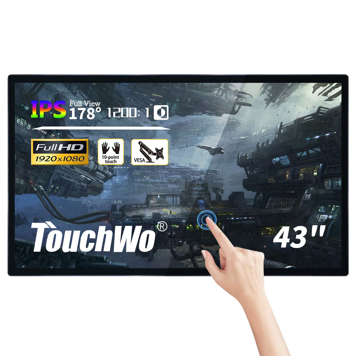 43 inch Interactive Touchscreen Monitor, Smart Board with 16:9 Display 1080P, Win-10 Electronic Whiteboard Touchscreen PC for Office and Classroom, Core i7 RAM 8G & ROM 256G