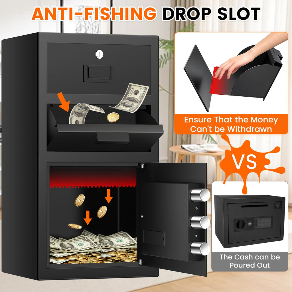 23.6''H Deposit Drop Safe with Drop Slot, Money Drop Safe for Business