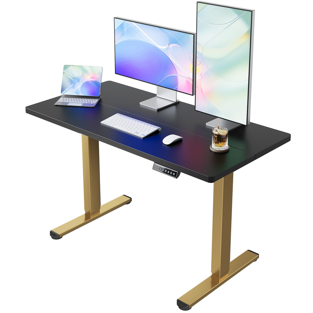 HUANUO 55x28 Inch Electric Standing Desk, Adjustable, Light Vintage Brown