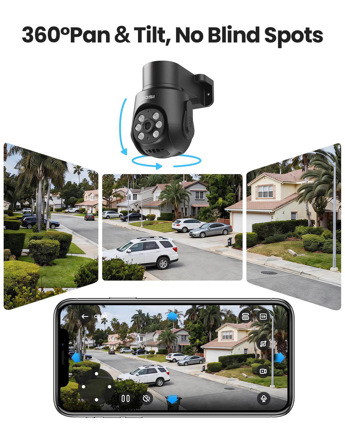 ZOSI 8CH 5MP Security DVR System, 4 x 1080p PT Audio Cameras, 500GB HDD