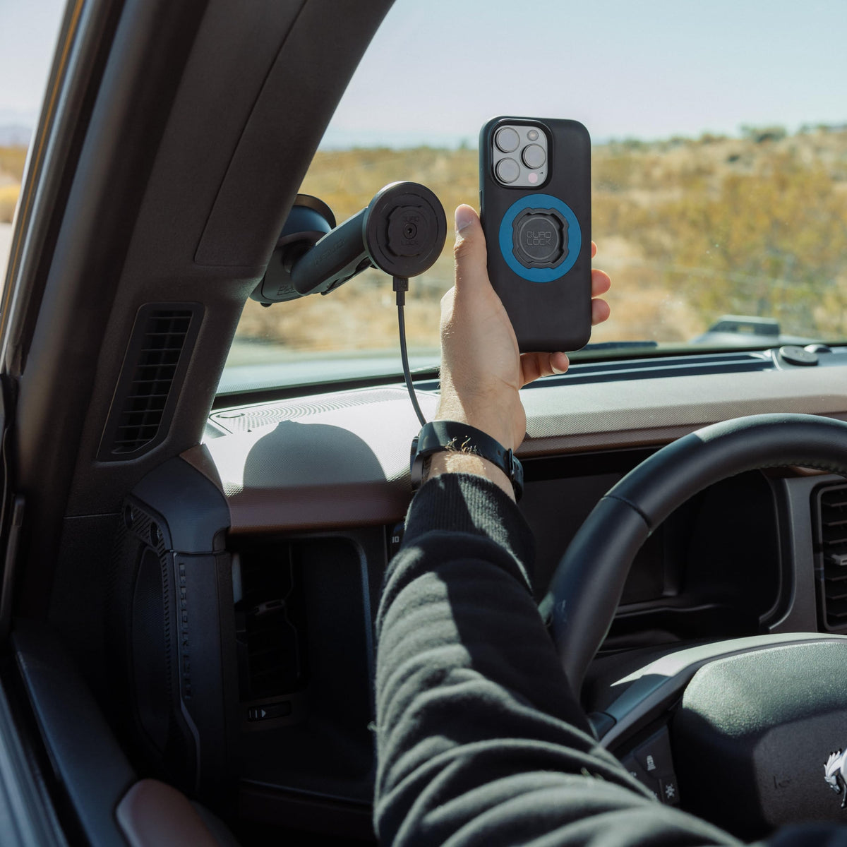 Quad Lock Heavy Duty Suction Car Phone Mount with MAG Phone Case and MAG Wireless Charging Head for Galaxy S26+