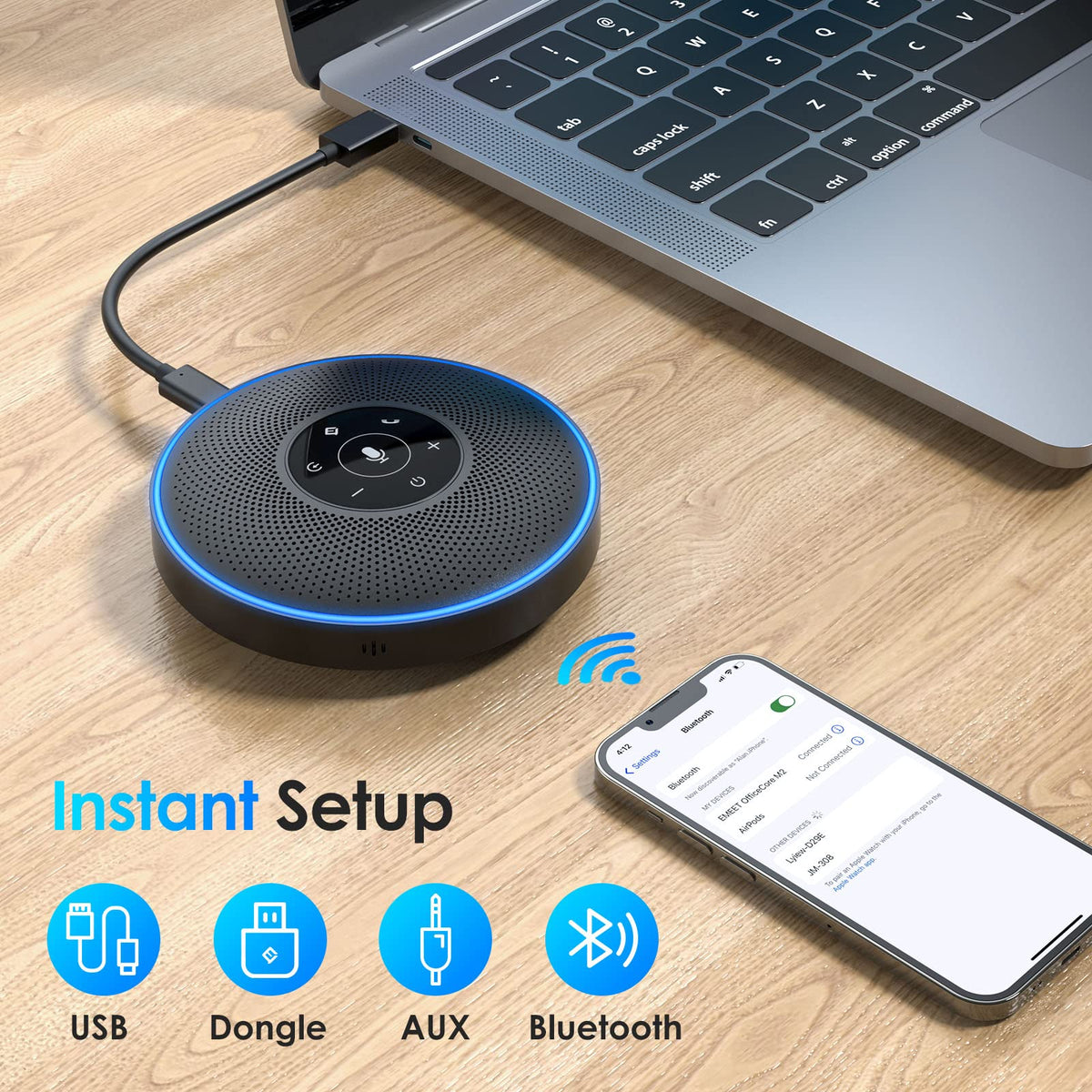 EMEET M220 Bluetooth Speaker, Daisy Chain/Use Alone up to 16 attendees