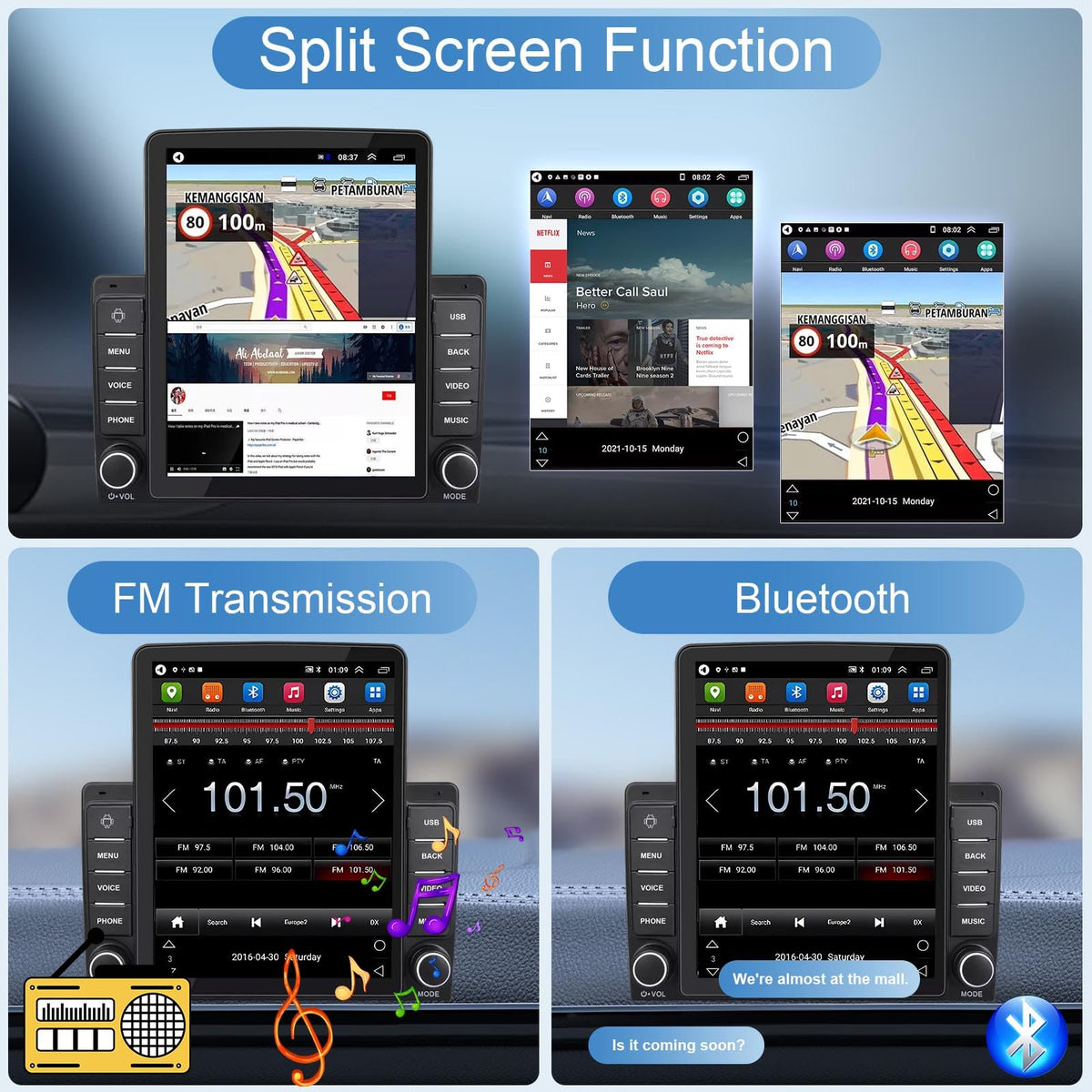 9.7inch Car Stereo Radio for Nissan Frontier 2015-2021 with Wireless CarPlay Android Auto, IPS Touch Screen Bluetooth 5G WiFi GPS Navigation AHD 1080P Rear Camera FM/RDS/SWC, 2+64G