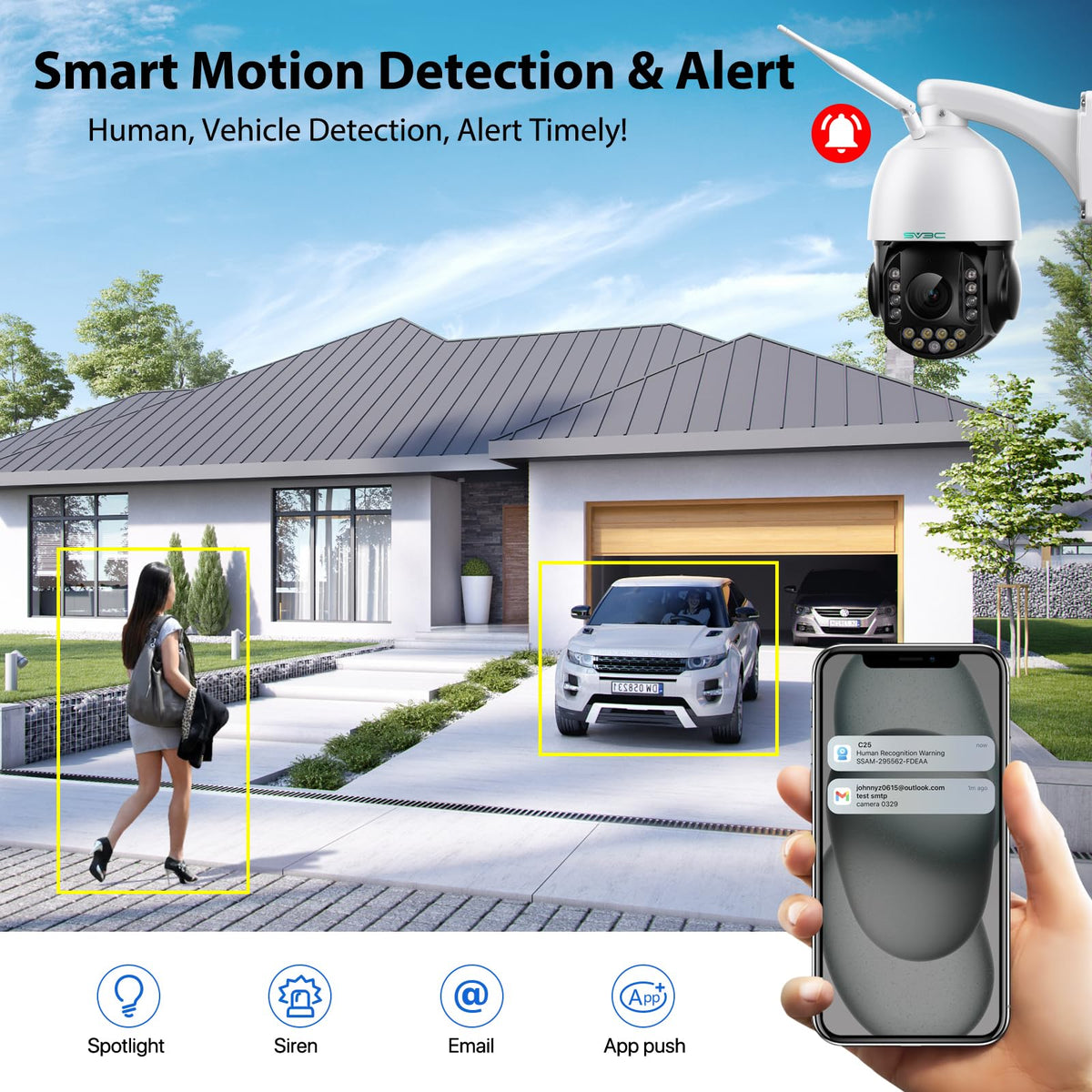 SV3C 4K 36X Zoom PTZ Camera Outdoor, 8MP Dual Band WiFi Security IP Camera