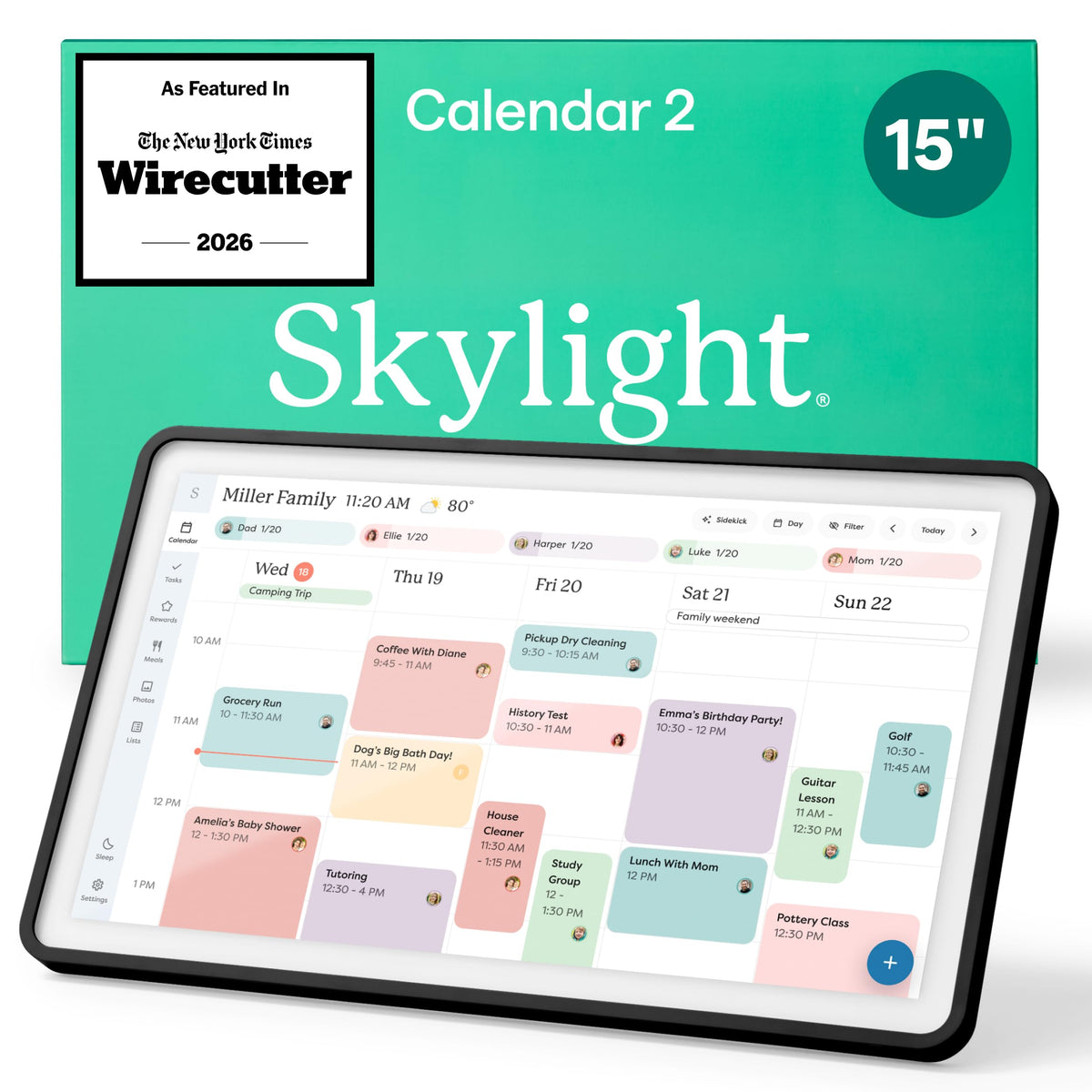 Skylight Calendar – 15" Touchscreen Digital Calendar & Chore Chart, White