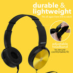 Classroom Headphones-Bulk 25-Pack, with Microphone Student On Ear Comfy Swivel Earphones for Library, School, Airplane, Kids-for Online Learning and Travel, HQ Stereo Sound 3.5mm Jack (Black Set)