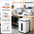 200-Sheet Auto Feed Paper Shredder with Wheels – Heavy Duty Cross-Cut Shredder for Home & Office, Quiet High Security Document Shredder, White