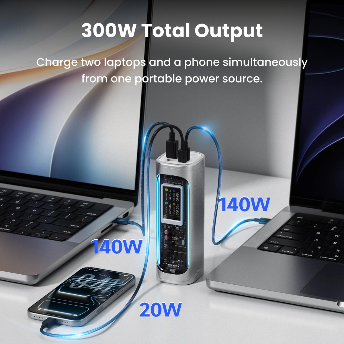 Shargeek 300W Power Bank, 24000mAh Laptop Portable Charger with DC Port