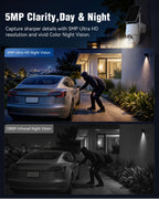 5MP Solar Security Cameras Wireless Outdoor System, 500GB HDD Local Storage, No Subscription, 4-Cam Kit, Up to 10CH, Two-Way Audio, Color Night Vision, 5G/2.4GHz WiFi, TV & Monitor Viewing