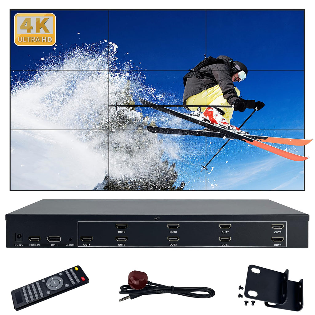 ICUIXIAN Video Wall Controller 3x3 4K60Hz HDMI2.0+HDCP2.2, 18 Splicing Mode