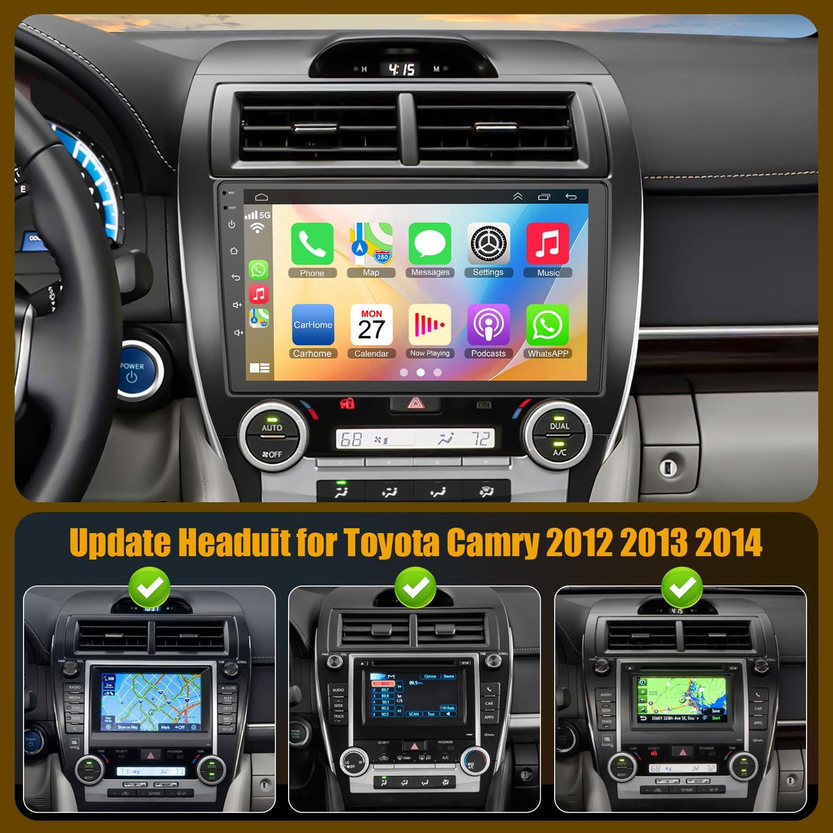 (8Core + 128GB) Android 5G WiFi Car Radio for 2012–2014 Toyota Camry
