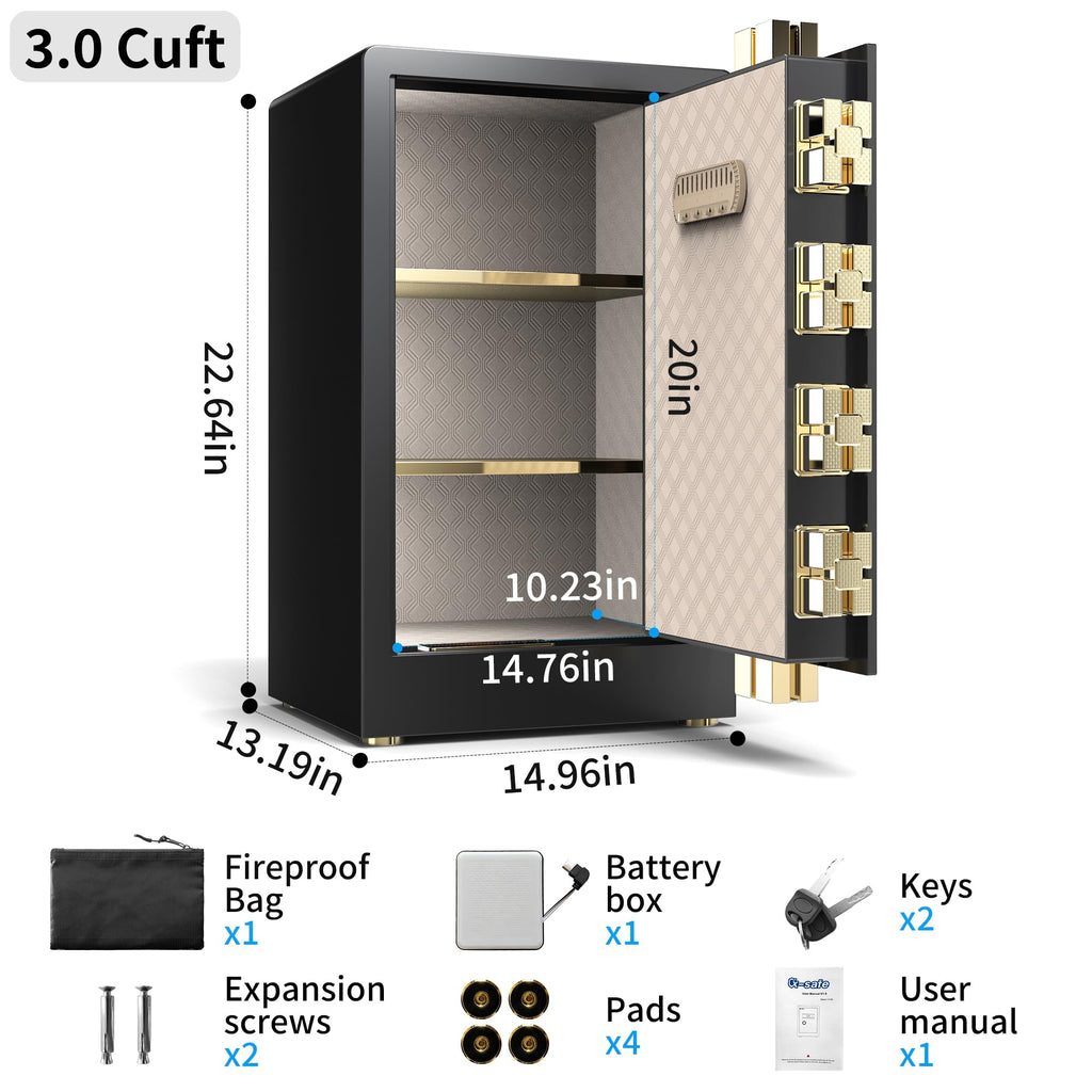 Home Safe Box, Money Safe for Cash, Digital Personal Large Safe, 3.0 Cuft