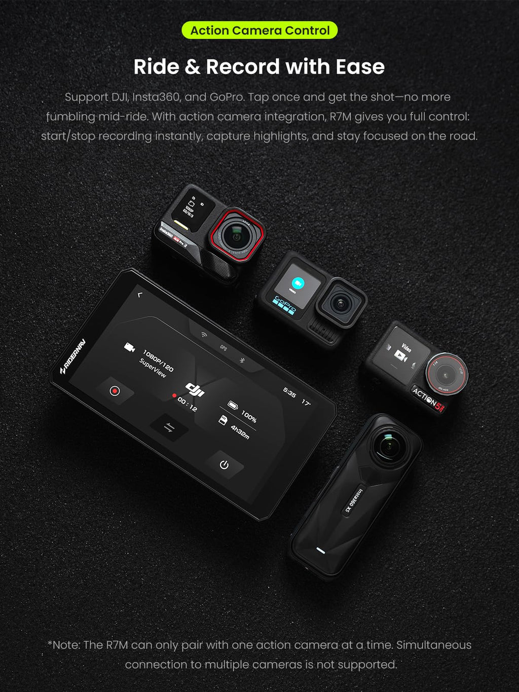 R7M 7" Wireless Motorcycle CarPlay & Android Auto for BMW Motorcycles - Native Wonder Wheel & Action Camera Control (GoPro/Insta360)| TPMS/RPM| OTA Updates|1200-Nit IP69K GPS | Nav Prep 5/6