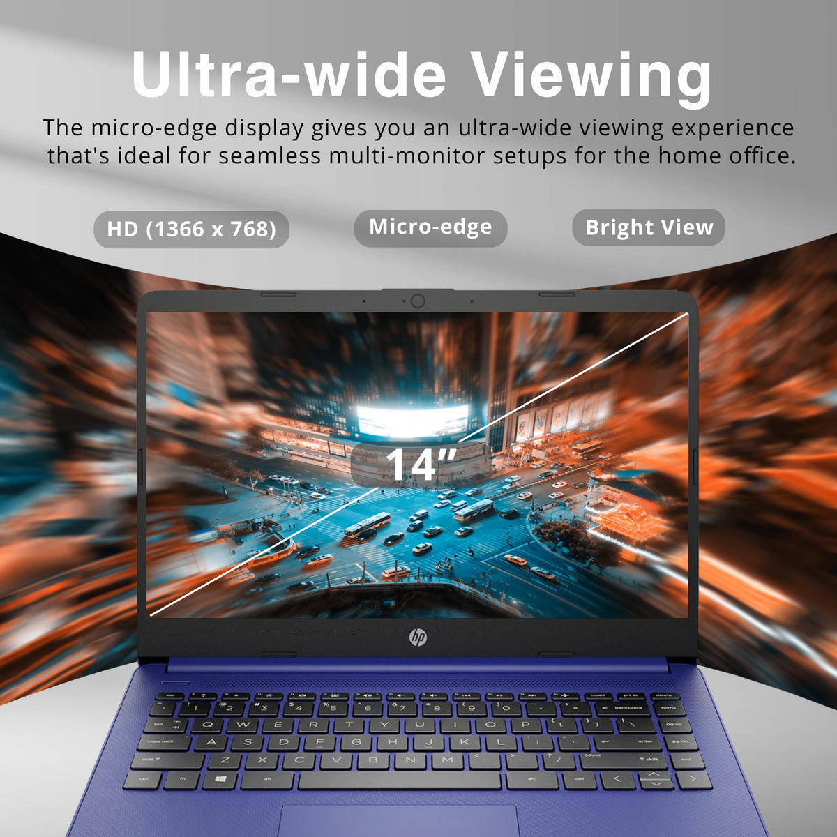 HP Stream 14" HD Laptop for Business, Intel Celeron N4120, 4GB RAM, 224GB Storage (64GB eMMC + 160GB Docking Station Set), Intel UHD Graphics, HD Camera, WiFi, 1 Year Office 365, Win 11, Blue