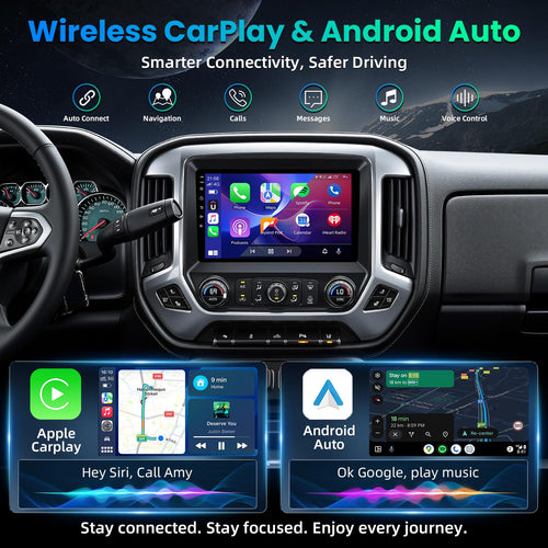 10.2" QLED Car Radio for 2014-2018 Chevy Silverado GMC Sierra, 8Core 4+64GB