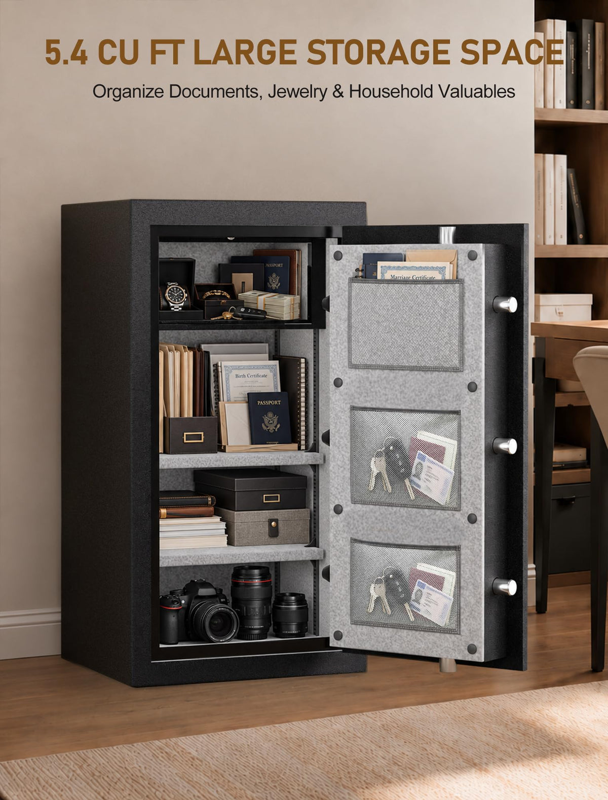 TIGERKING 33.5"H Large Fireproof Safe for Home Office, 5.4 Cu Ft