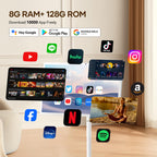 Bisprico 27" Portable Smart TV on Wheels, Qualcomm CPU, EDLA-Certified, Built-in 18000mAh Battery, 8+128GB, Android OS Touchscreen Rolling Tablet TV, Full Swivel Rotation, Remote Control, 13MP Webcam