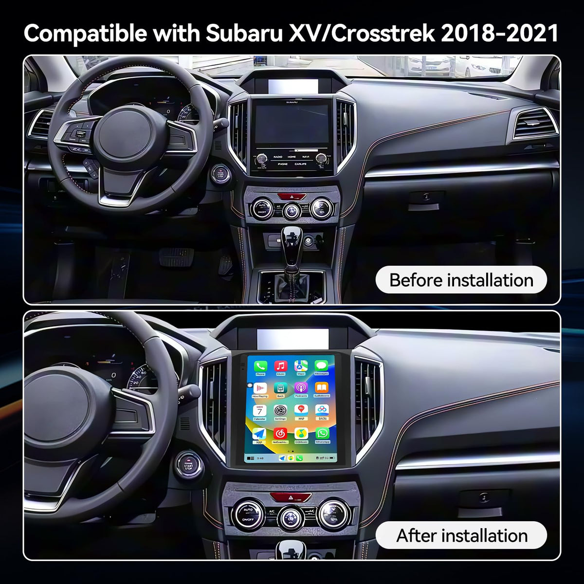Android 14 Car Radio Compatible with Subaru XV/Crosstrek 2018–2021,4G+64G,9.7" Touch Screen Car Stereo with Wireless Carplay&Android Auto,FM/GPS/SWC/Mirror Link/Backup Camera