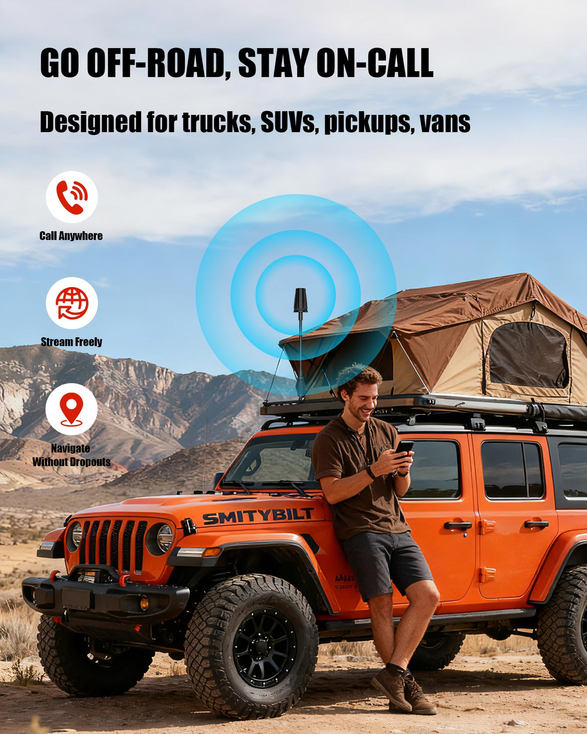 Cell Phone Signal Booster for Truck RV Compatible with AT&T T-Mobile 5G 4G LTE 3G for Band 4/12/17/5/2/25, FCC Approved
