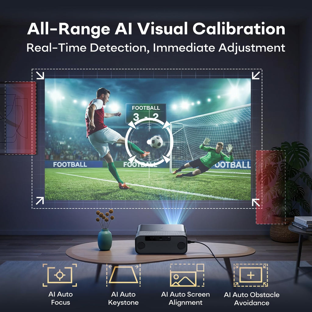 Google TV Smart Outdoor Projector, 4K Projector with WiFi and Bluetooth