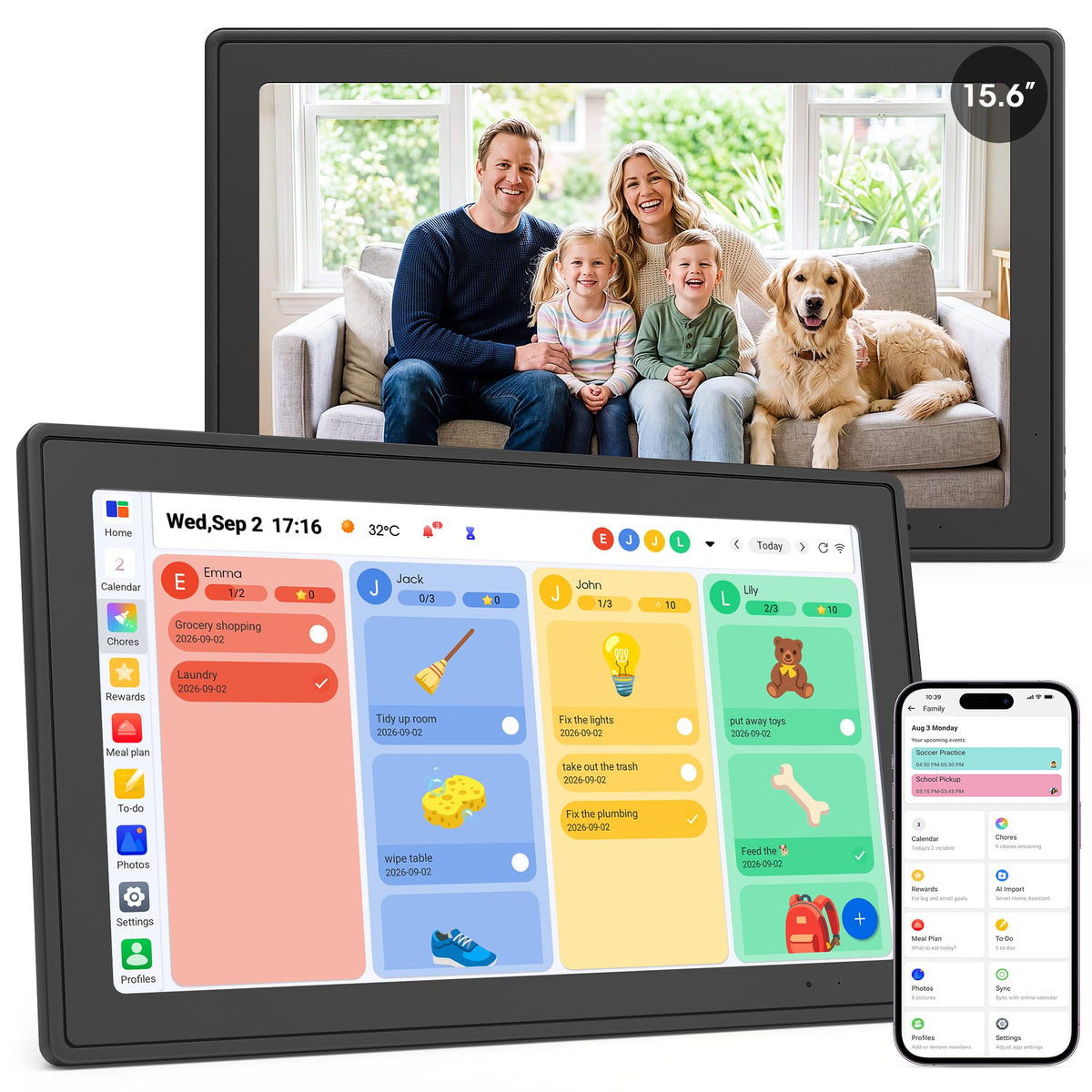 Digital Calendar 15.6 Inch, Smart Touchscreen Wall Calendar Planner