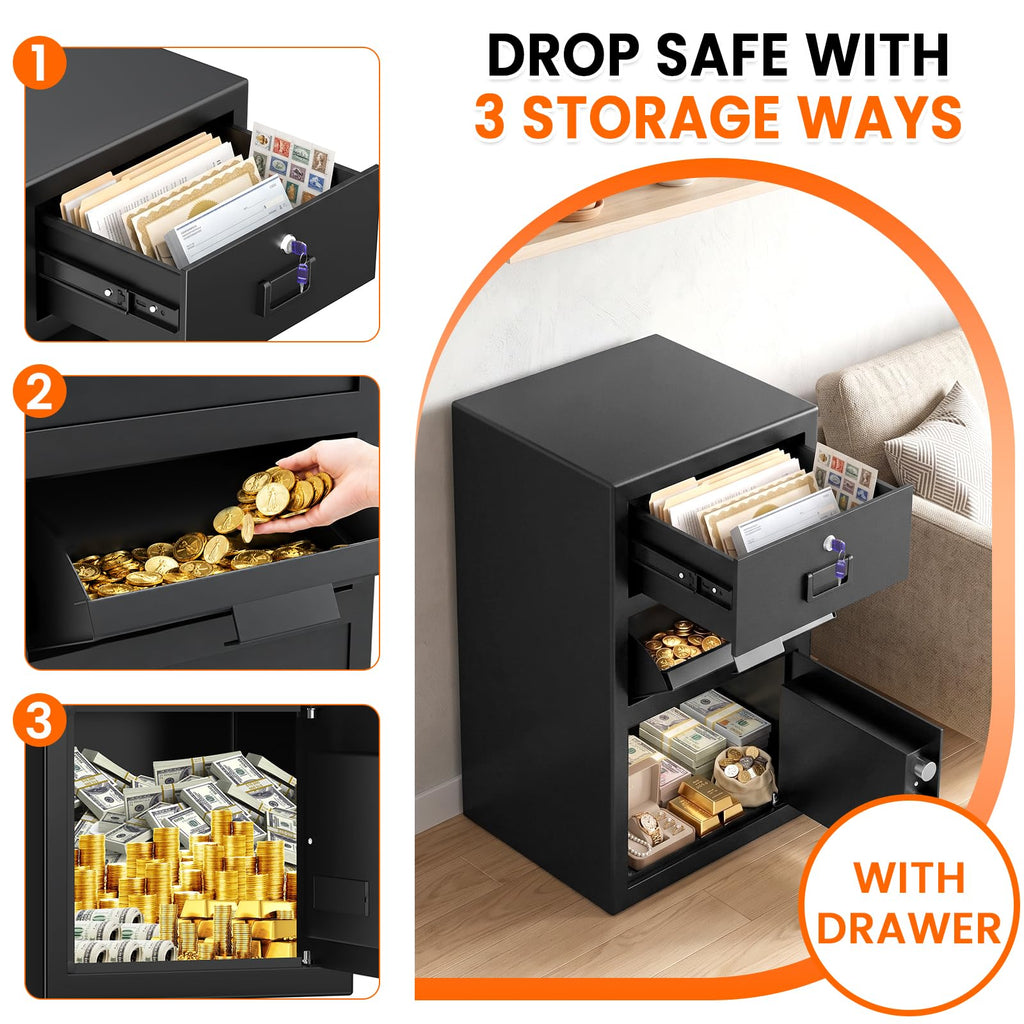 23.6''H Deposit Drop Safe with Drop Slot, Money Drop Safe for Business