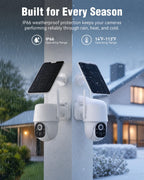 5MP Solar Security Cameras Wireless Outdoor System, 500GB HDD Local Storage, No Subscription, 4-Cam Kit, Up to 10CH, Two-Way Audio, Color Night Vision, 5G/2.4GHz WiFi, TV & Monitor Viewing