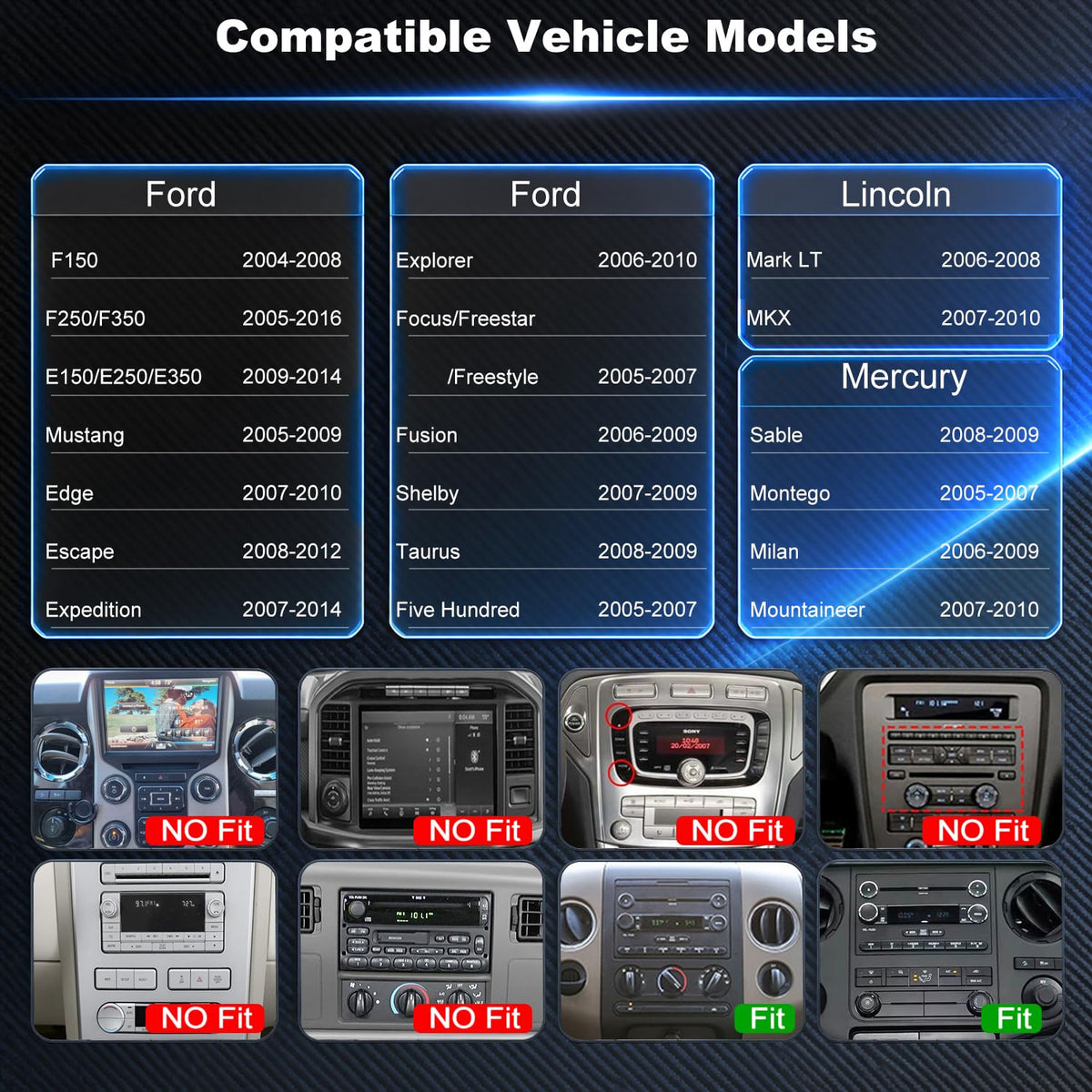 7in Upgrade Car Radio Stereo for Ford F150 2004-2008,F250 F350 2005-2016 FM