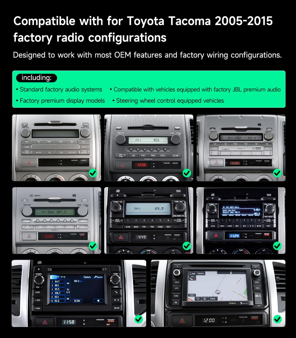 Car Stereo Radio for Toyota Tacoma 2005-2015, Wireless CarPlay Android Auto