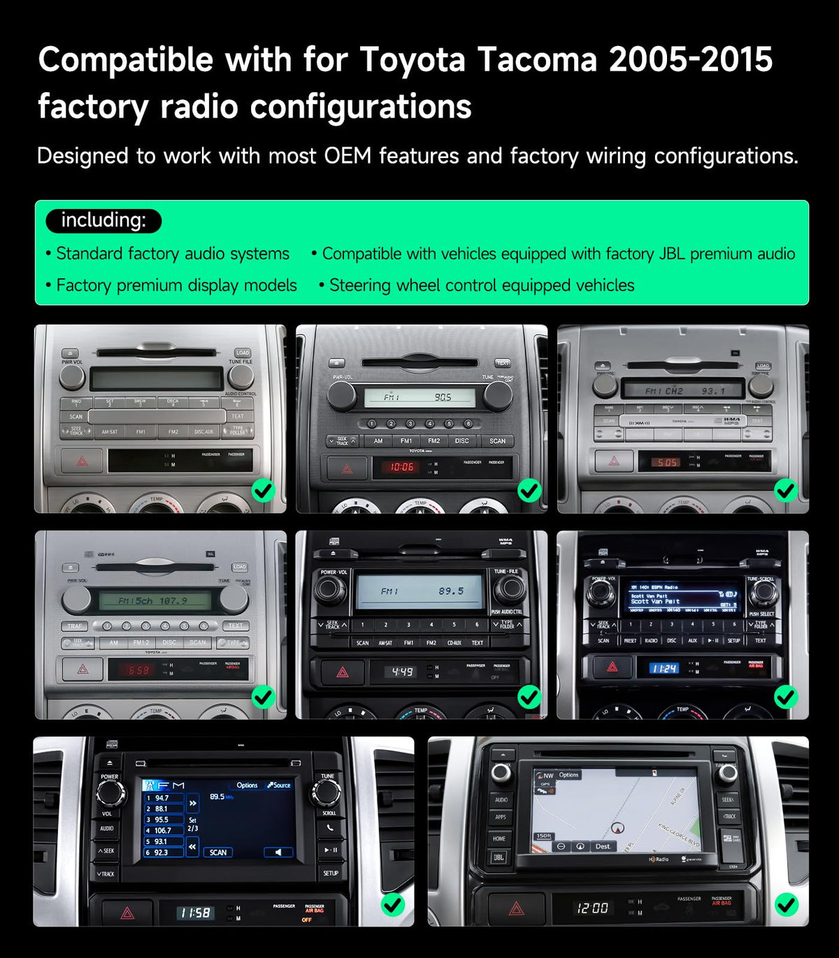 Car Stereo Radio for Toyota Tacoma 2005-2015, Wireless CarPlay Android Auto
