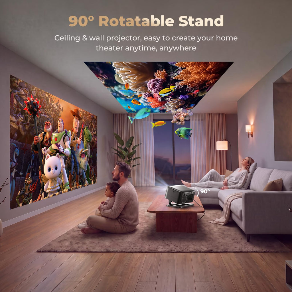 Portable Smart Projector 4K Support【Compatible with Google TV & 10k+Apps】