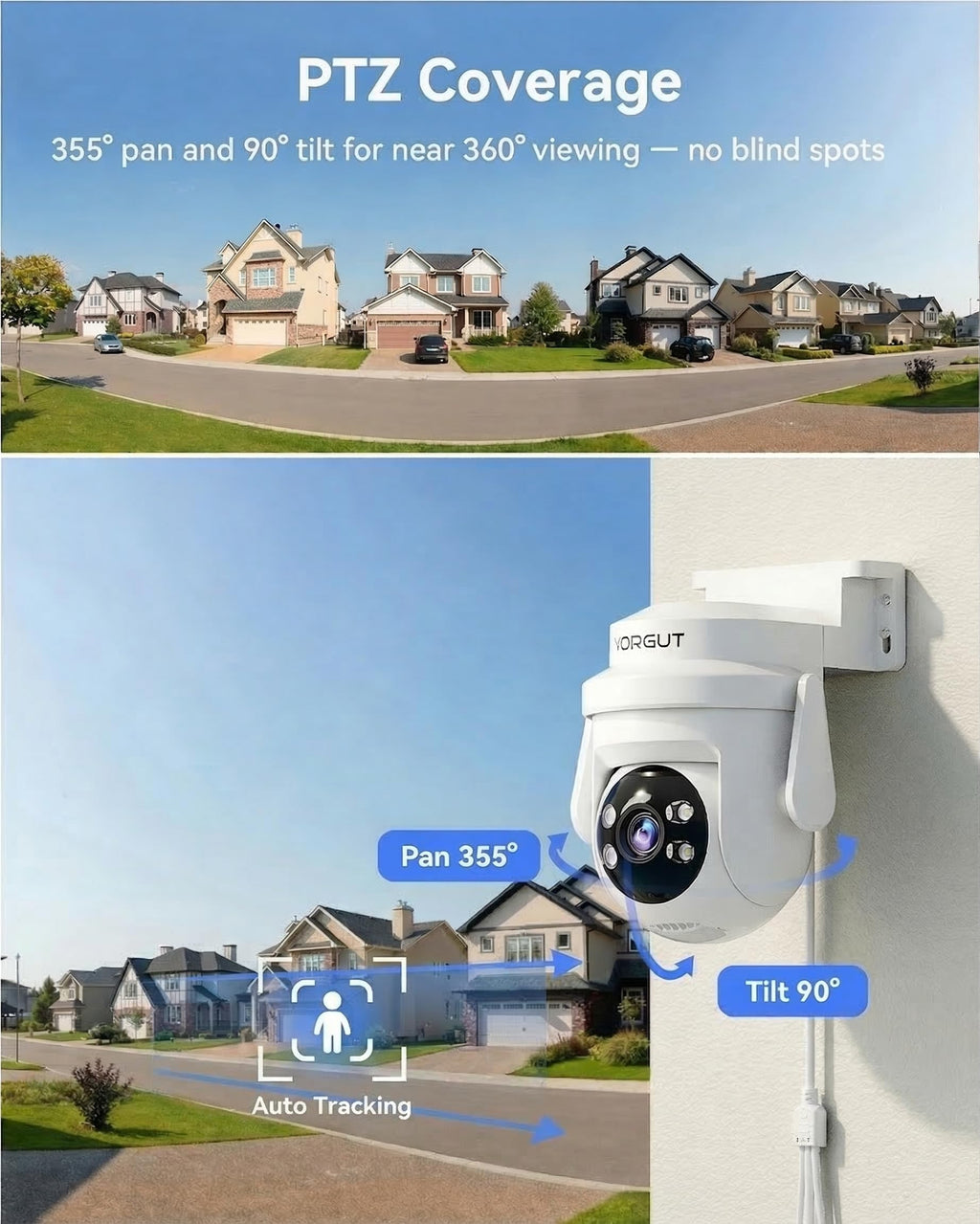 Wireless Security Camera System with 10" Monitor, 2X 5MP PTZ Camera