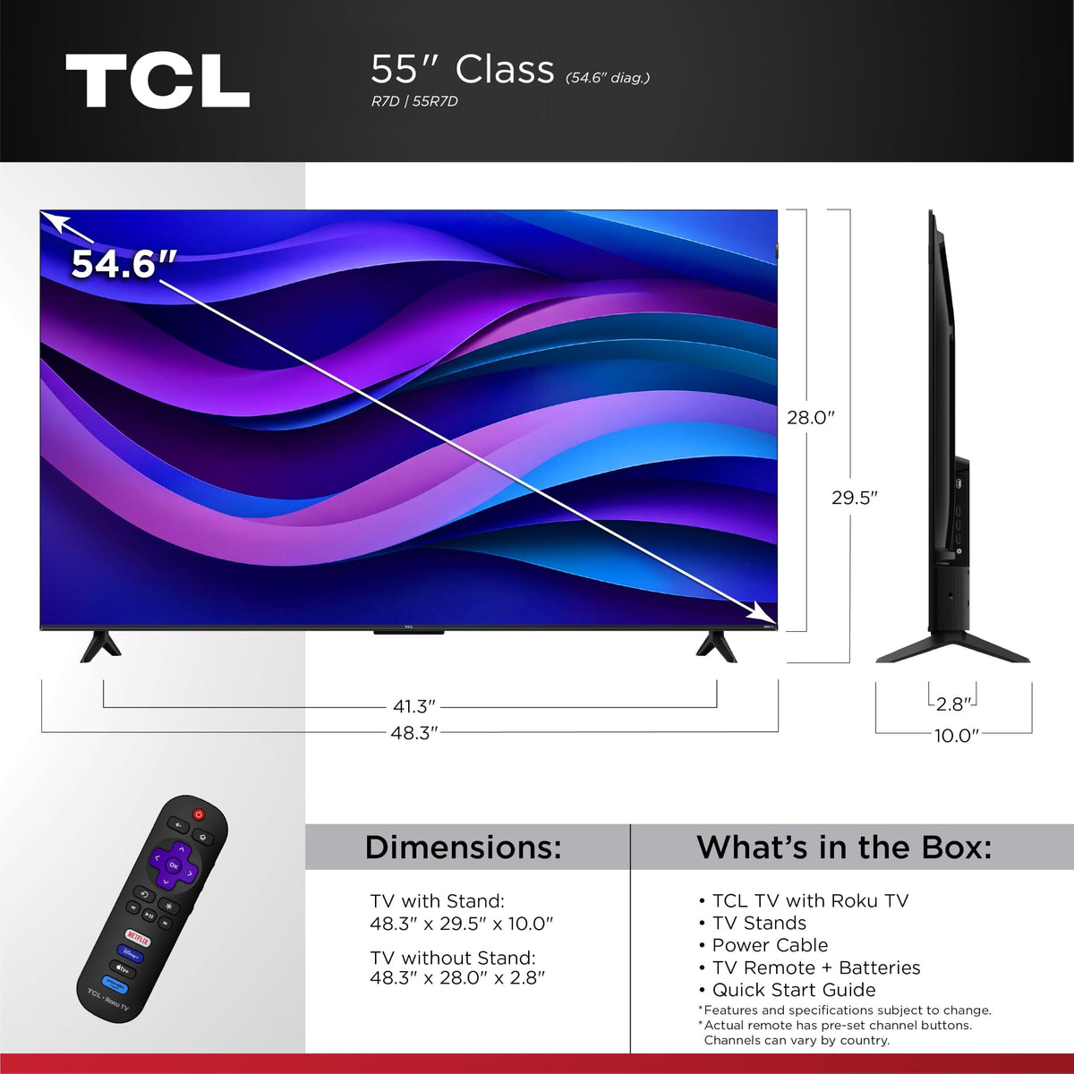 TCL 75-Inch R7D Series QLED 4K UHD HDR Smart Roku TV, 75R7D (2026)