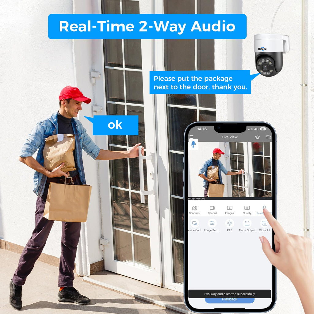 Hiseeu 4K PoE Security Camera System,8Pcs 5MP PoE PTZ Cameras,330° View