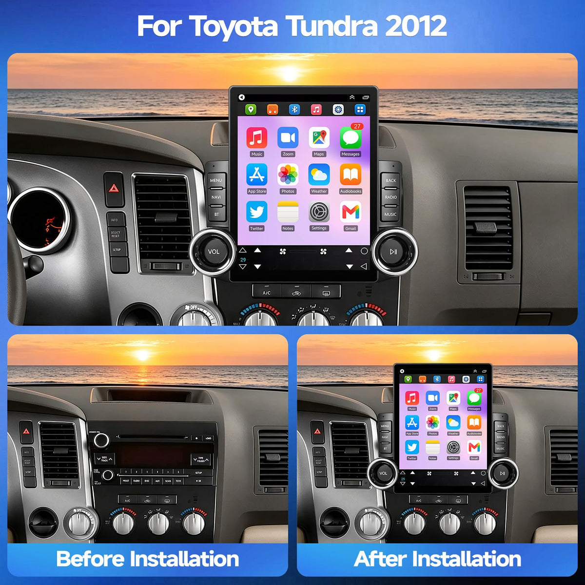 9.7-inch Android 15 Car Stereo for Toyota Tundra 2012