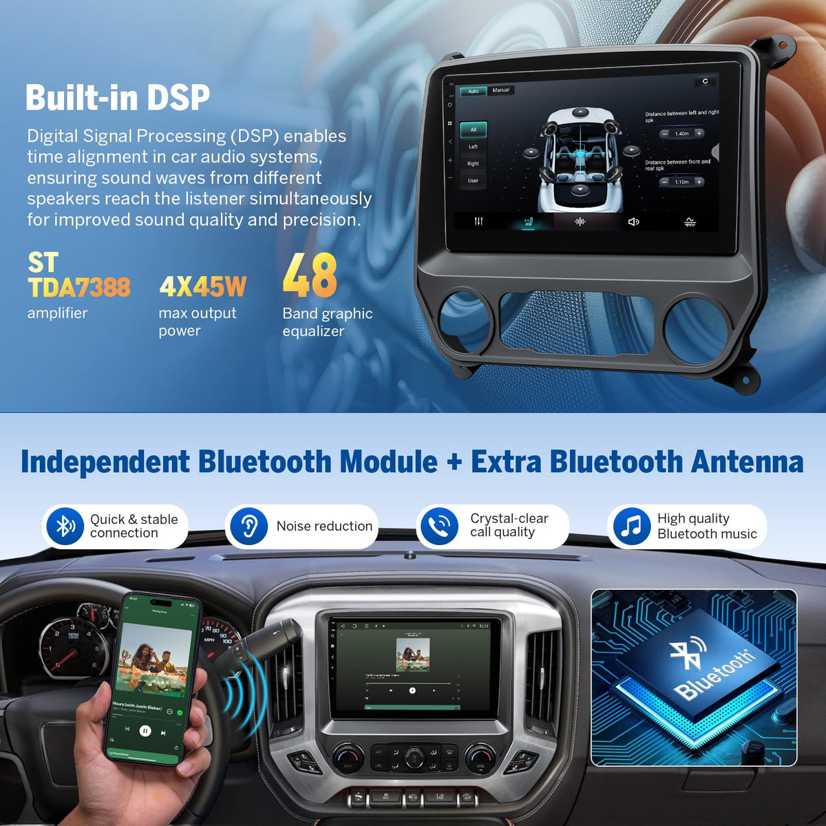 Eonon Android 14 Car Stereo for Chevy Silverado GMC Sierra 2014-2018