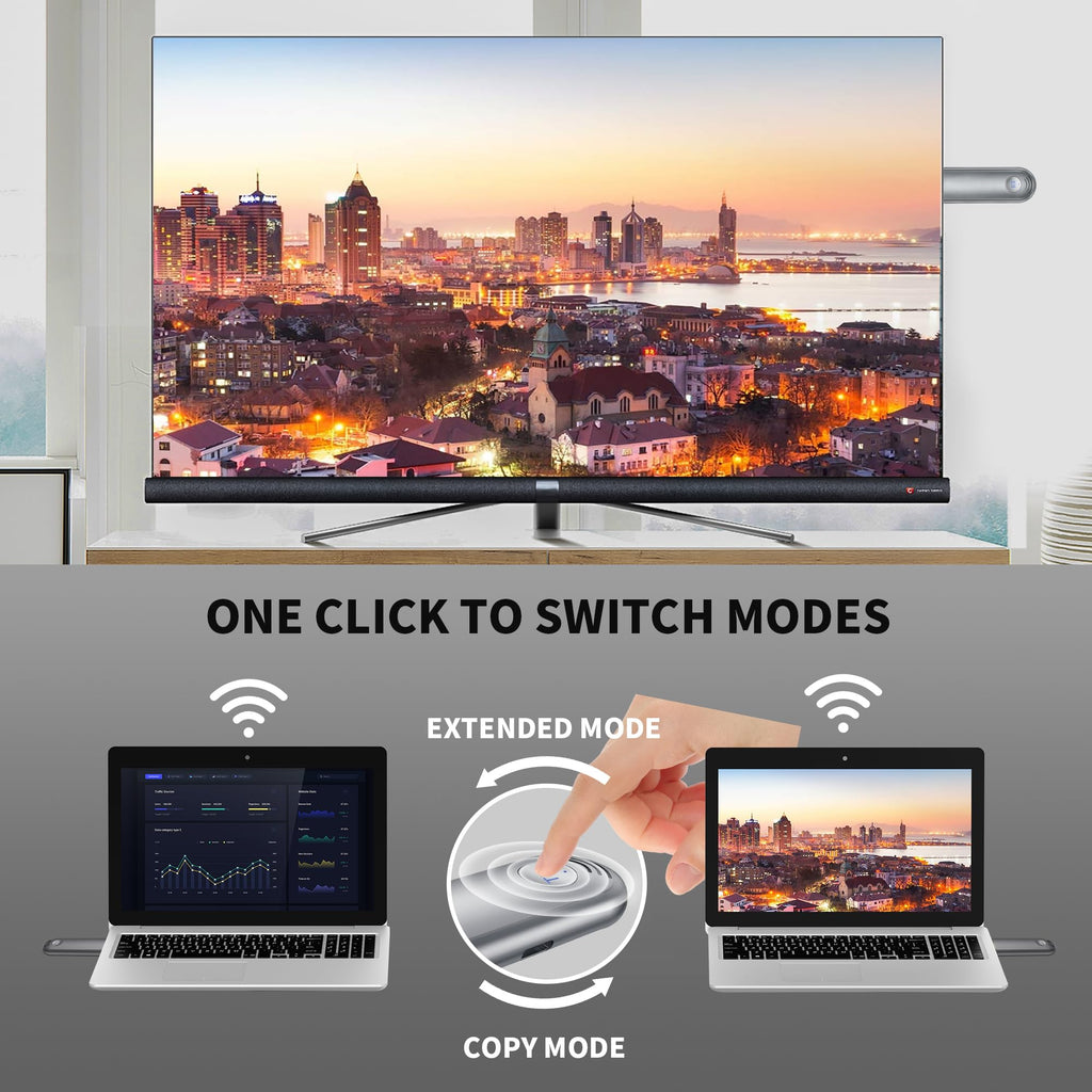 Wireless HDMI Transmitter and Receiver, Plug & Play Portable 2.4G/5G Wireless HDMI Extender Kit for Streaming Video and Audio to Monitor from Laptop/PC/TV Box/Projector, Grey