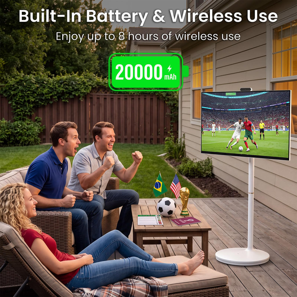 32 Inch 4K Smart Portable TV on Wheels, Touch Screen Monitor