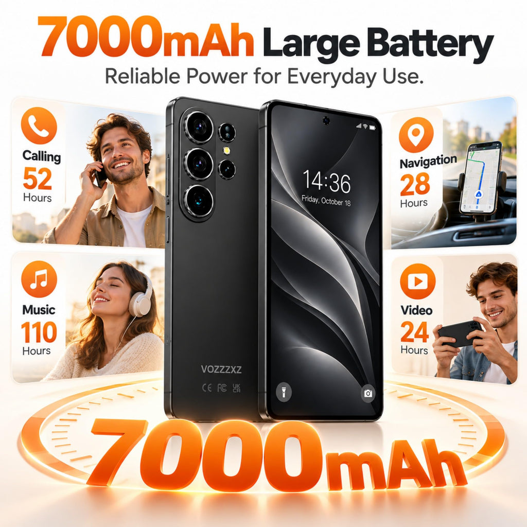 S26U Android Phone Unlocked, 6.9" Large Screen, Android 16 Unlocked Smartphones 16GB+512GB/1TB, 50MP+21MP, 7000mAh, Dual SIM/Face ID/GPS/OTG, Black
