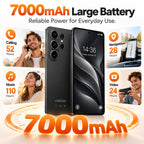 S26U Android Phone Unlocked, 6.9" Large Screen, Android 16 Unlocked Smartphones 16GB+512GB/1TB, 50MP+21MP, 7000mAh, Dual SIM/Face ID/GPS/OTG, Black