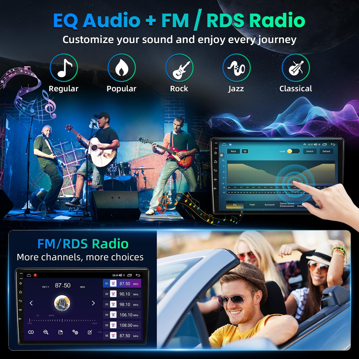 10.2" QLED Car Radio for 2014-2018 Chevy Silverado GMC Sierra, 8Core 4+64GB