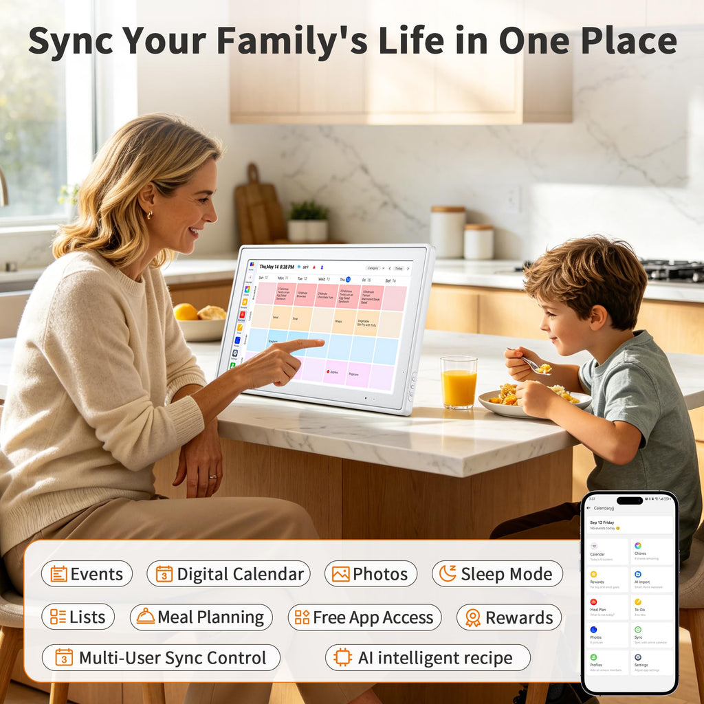 Digital Calendar 15.6 Inch, Smart Touchscreen Wall Calendar Planner
