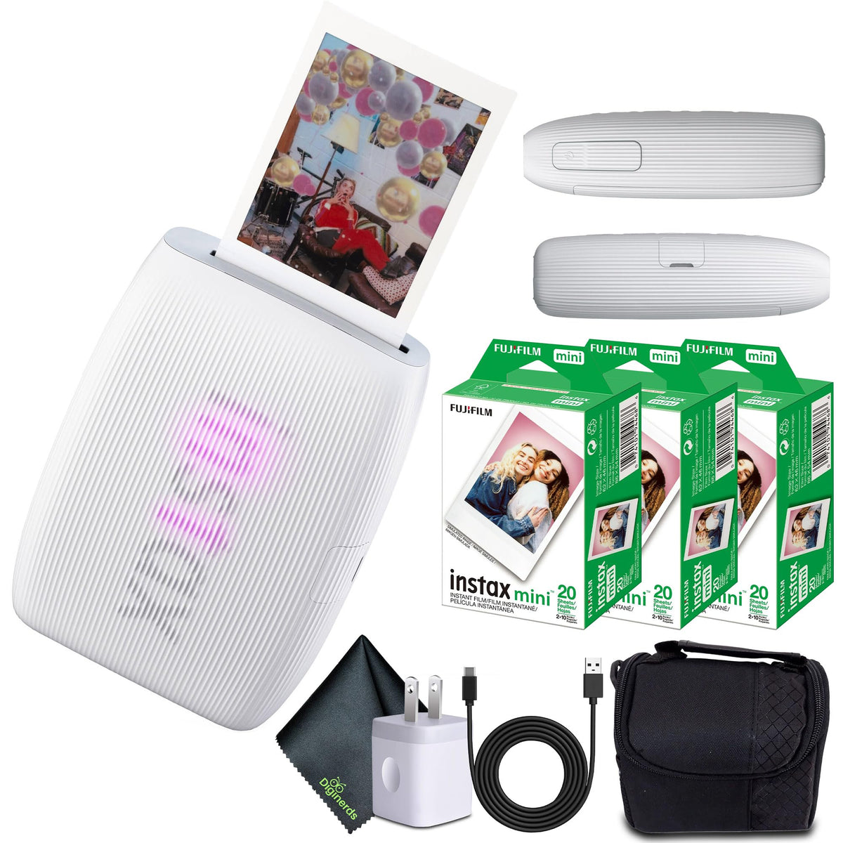 FUJIFILM INSTAX MINI LINK 3 Smartphone Printer (Clay White) 40-Photo Bundle