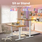 HUANUO 55x28 Inch Electric Standing Desk, Adjustable, Light Vintage Brown
