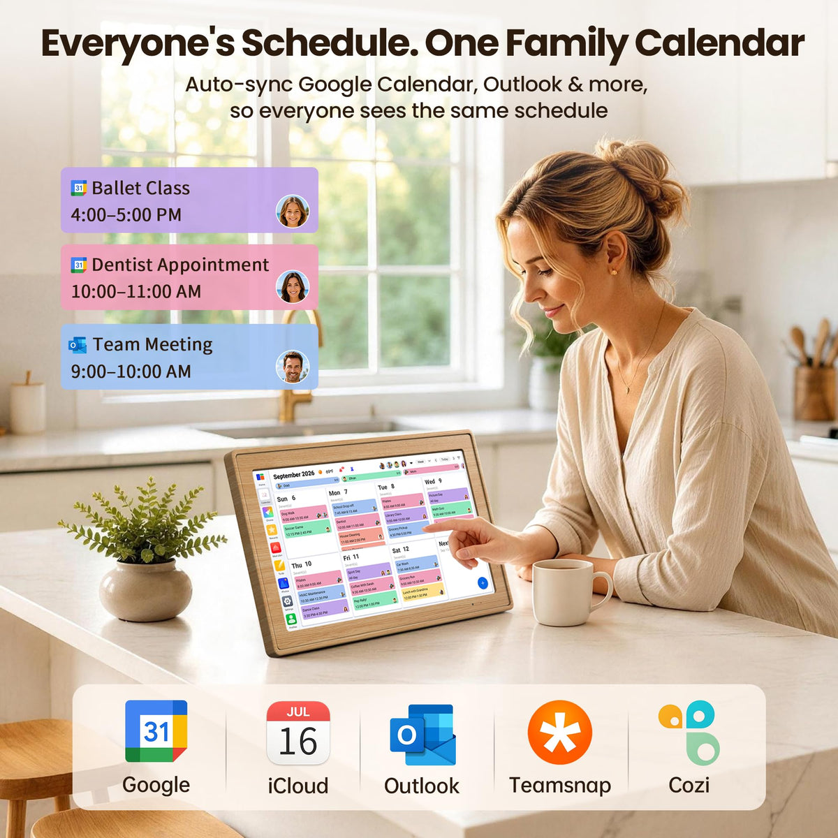 Digital Wall Calendar 15.6" Shared Family Planner Smart Touch Screen