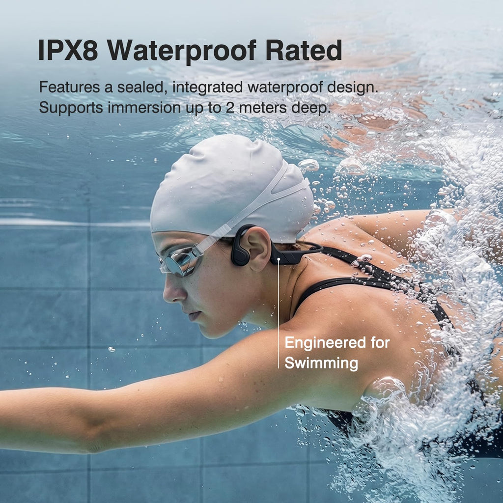 CXK Bone Conduction Headphones IPX8 Waterproof Bluetooth 6.0 Swim Headphone