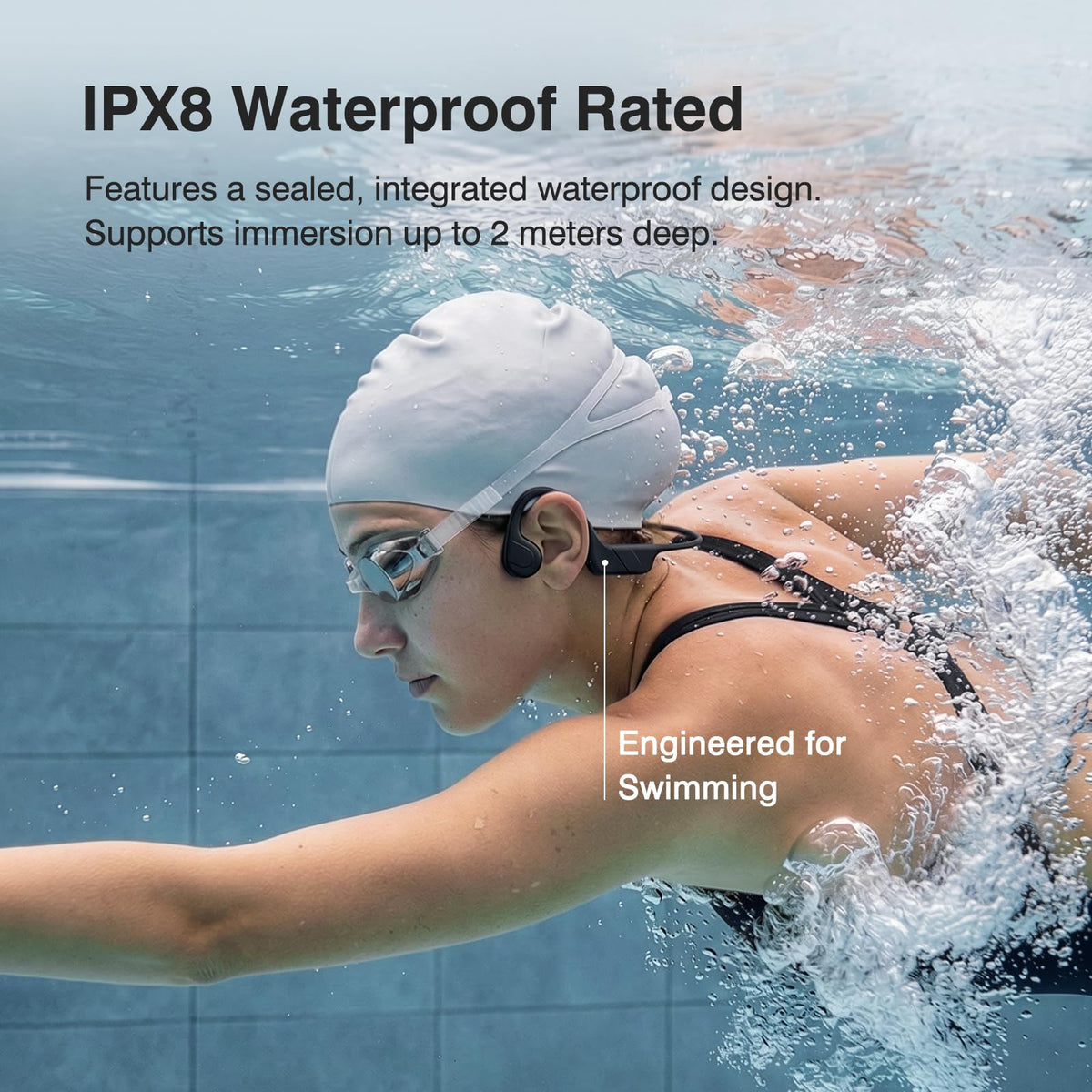 CXK Bone Conduction Headphones IPX8 Waterproof Bluetooth 6.0 Swim Headphone