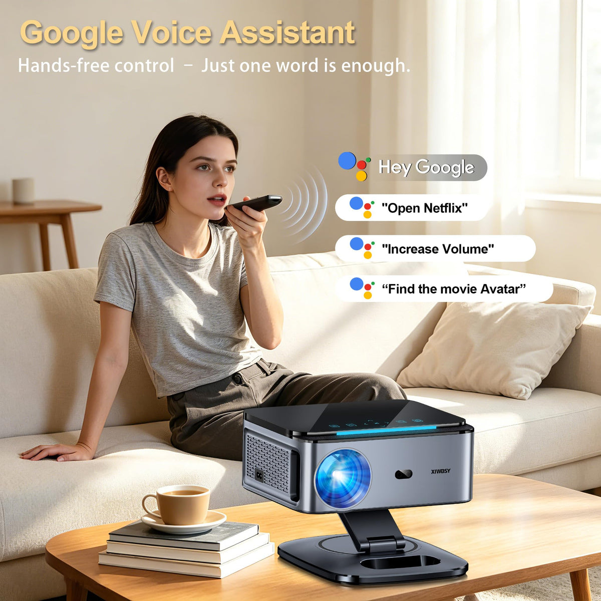 Google TV Smart Projector 4K, 2500 ANSI Projector With WiFi and Bluetooth