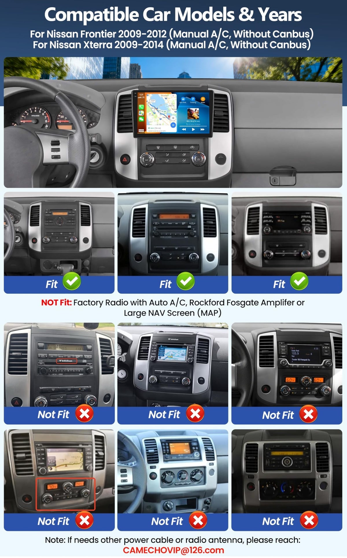 4G+128G Car Radio for Nissan Frontier 2009-2012 / Xterra 2009-2014 Android Car Stereo with CarPlay Android Auto GPS Navigation Bluetooth 9" in-Cell 1280*720 Touch Screen Head Unit with Backup Camera